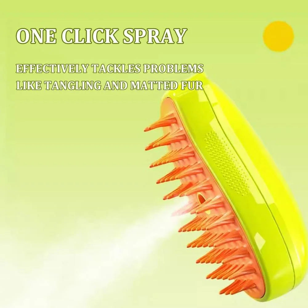 Steamy Cat Brush - 3 In1 Cat Steamy Brush, Self Cleaning Steam Cat Brush, Cat Steamer Brush for Massage, Cat Hair Brush for Removing Tangled and Loosse Hair