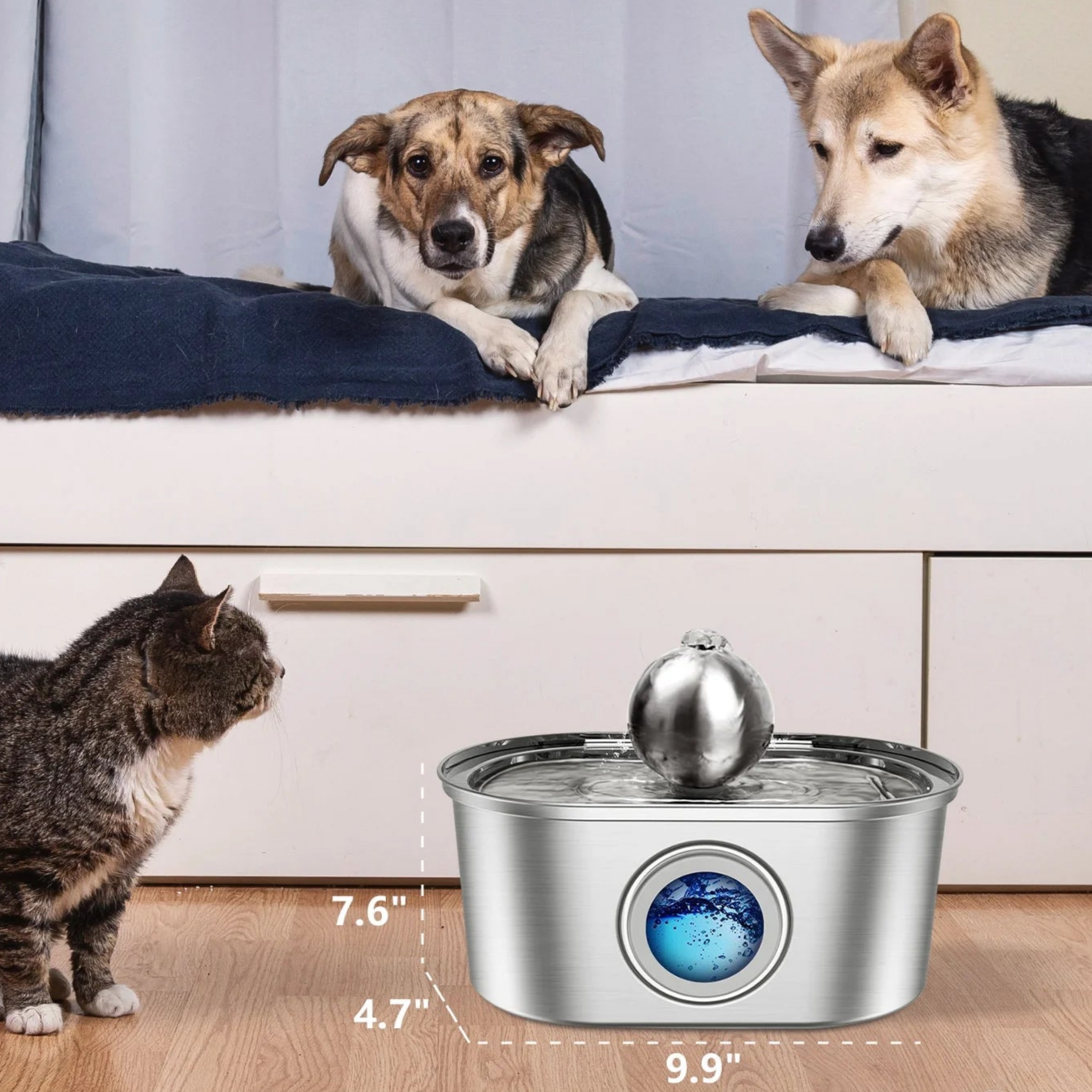 Cat Water Fountain, 108 Fl Oz / 3.2 L Stainless Steel Pet Water Fountain Cat Dog Automatic Water Dispenser for Pets