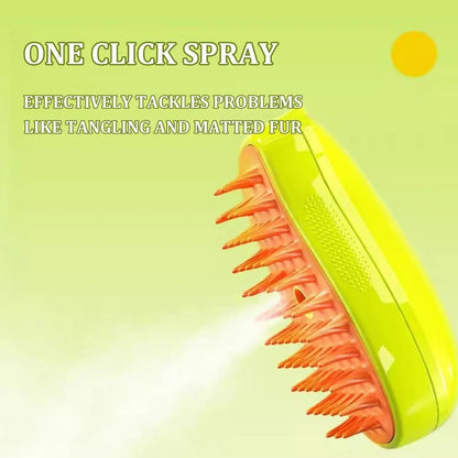 Steamy Cat Brush - 3 In1 Cat Steamy Brush, Self Cleaning Steam Cat Brush, Cat Steamer Brush for Massage, Cat Hair Brush for Removing Tangled and Loosse Hair