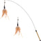 Feather Teaser Cat Toy, Interactive Feather Wand Cat Toy Flying Feather Cat Catcher with Extra Long 34.5" Wand and Small Bell, Fun Exerciser Playing Toy for Kitten or Cat, Brown Feather